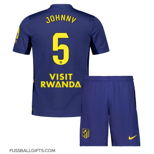 Atletico Madrid Johnny Cardoso #5 Fußballbekleidung Auswärtstrikot Kinder 2025-26 Kurzarm (+ kurze hosen)
